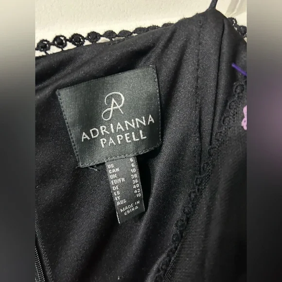 Adrianna Papell Tea Length Floral Sequin Slip Dress Black Women’s Size 6 - Picture 8 of 8